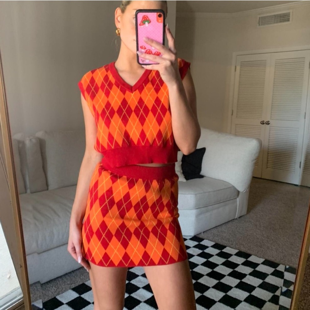 Argyle Sweater Mini Skirt
